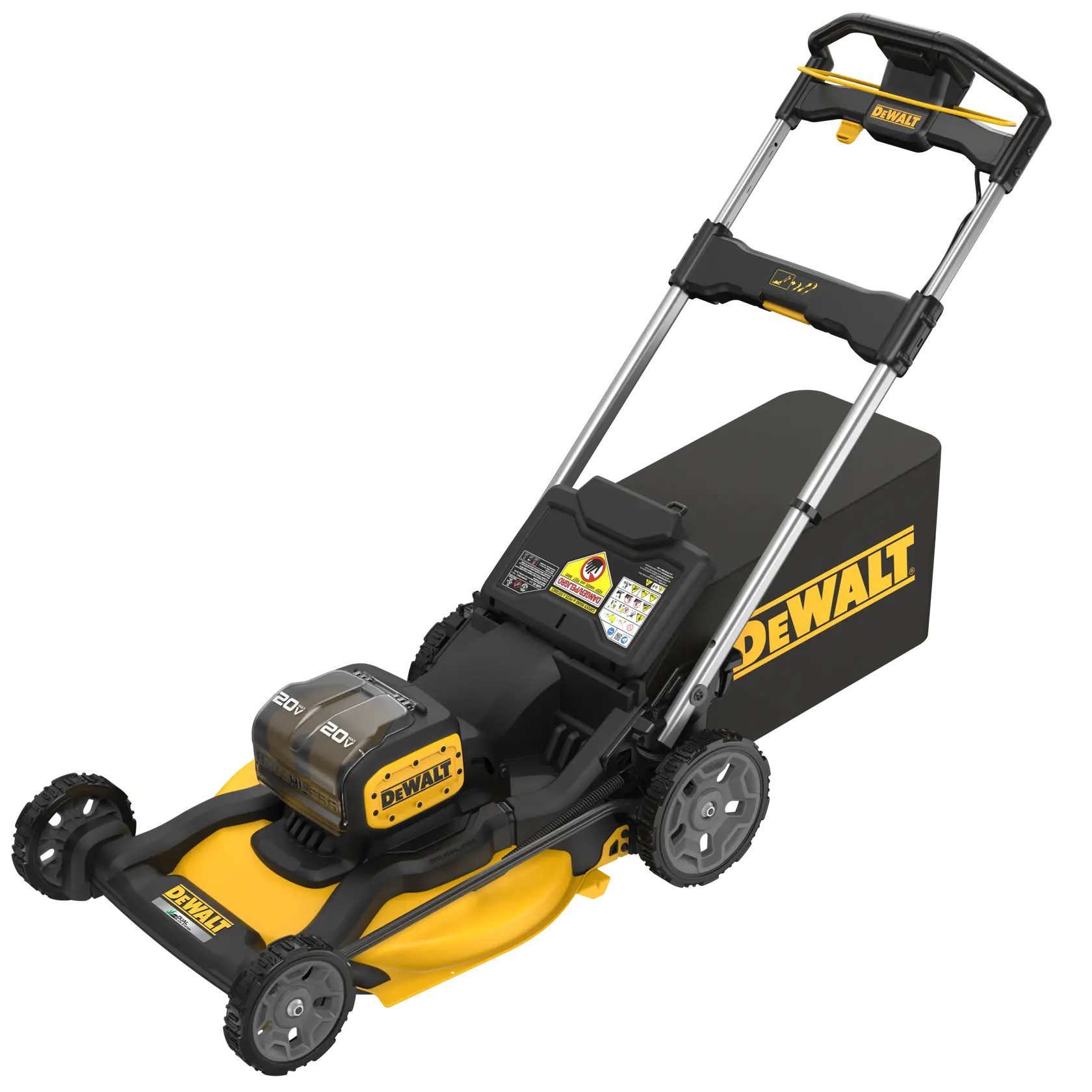 DEWALT 2X20V MAX* PUSH MOWER TOP DOWN 3/4 ANGLE