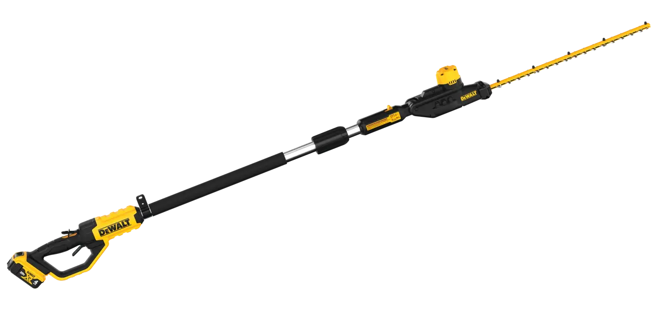 Profile of Pole Hedge Trimmer with battery.