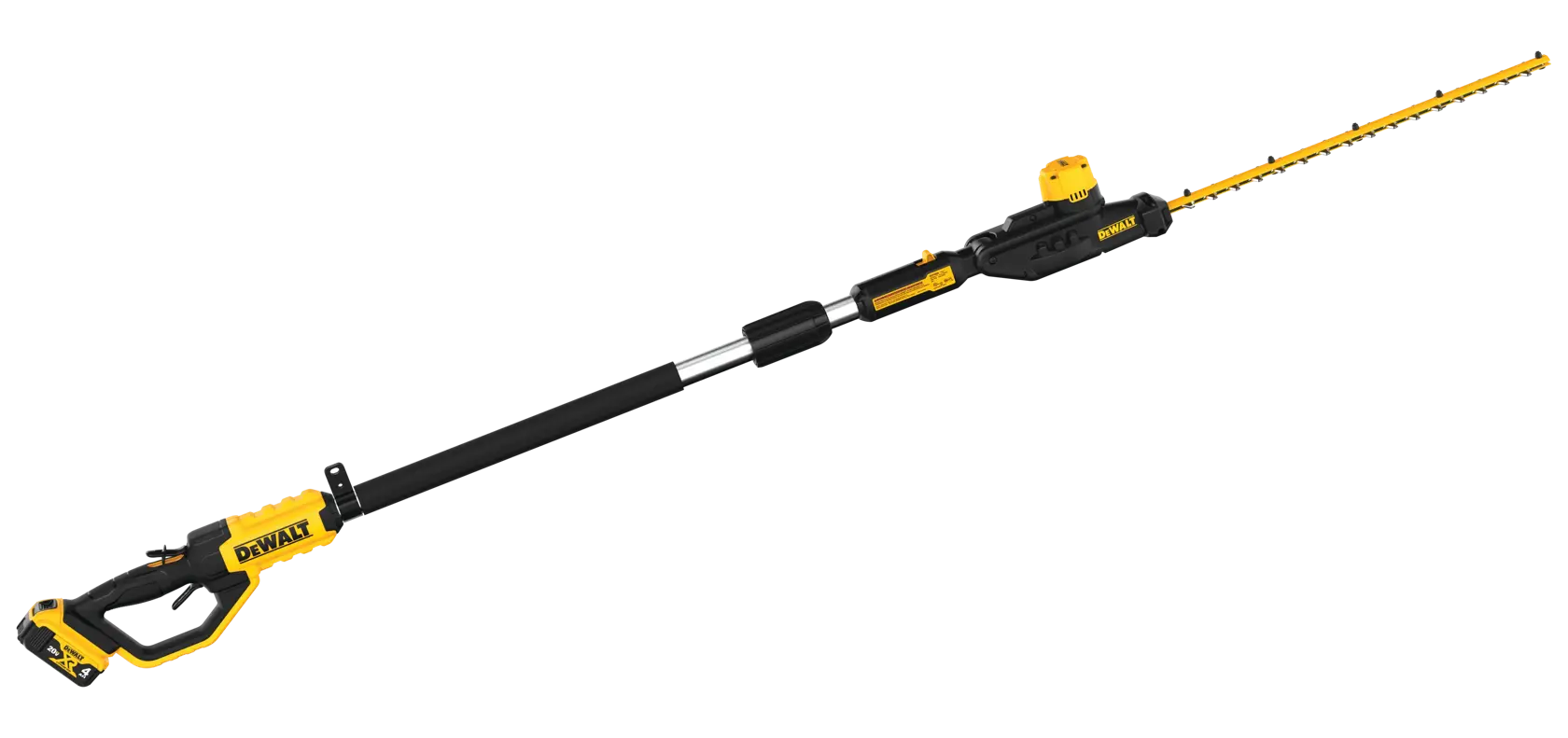 Profile of Pole Hedge Trimmer with battery.