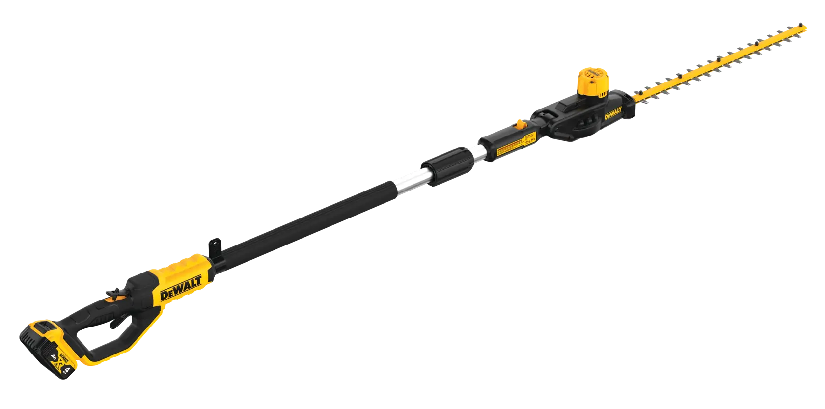 Profile of Pole Hedge Trimmer with battery.