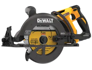 Profile of FLEXVOLT cordless worm drive style saw.