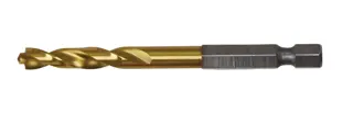 Right side of impact ready titanium nitride coated drill bits.