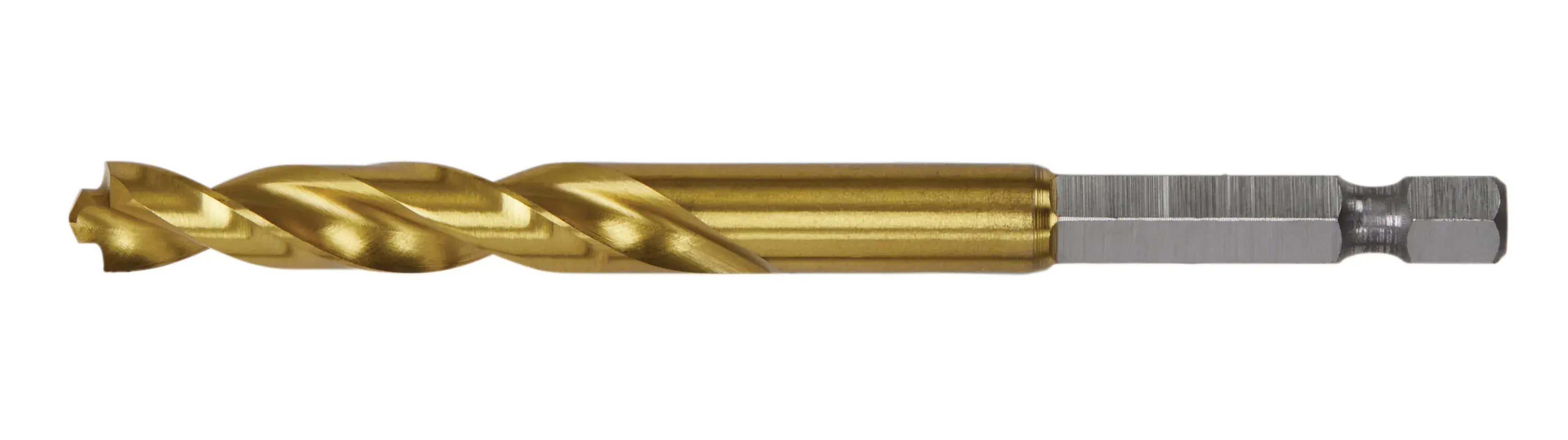 Profile of 7.9 millimeters impact ready titanium nitride coated drill bit.
