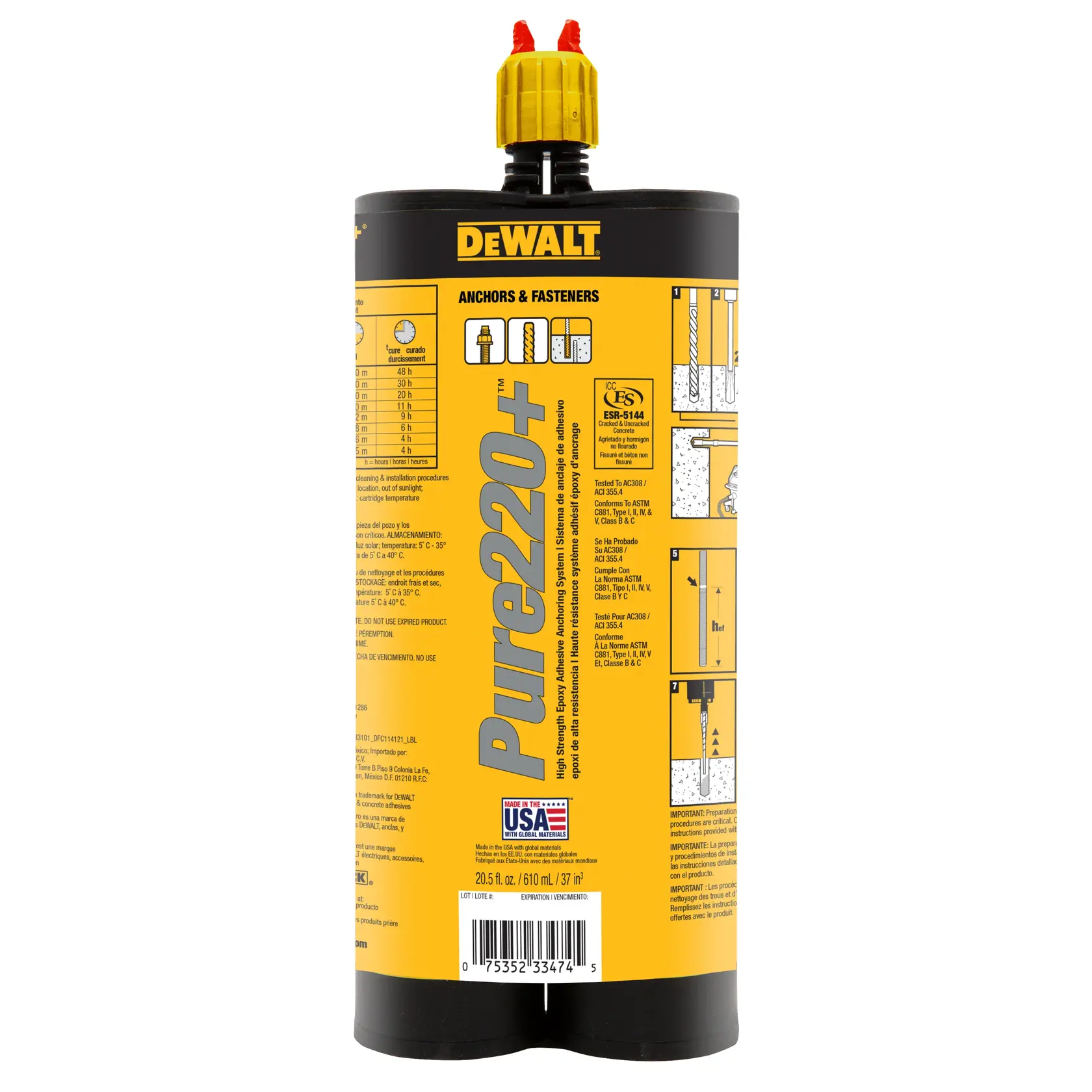 20.5 oz. Dual cartridge of Pure 220+ Chemical adhesive on white background