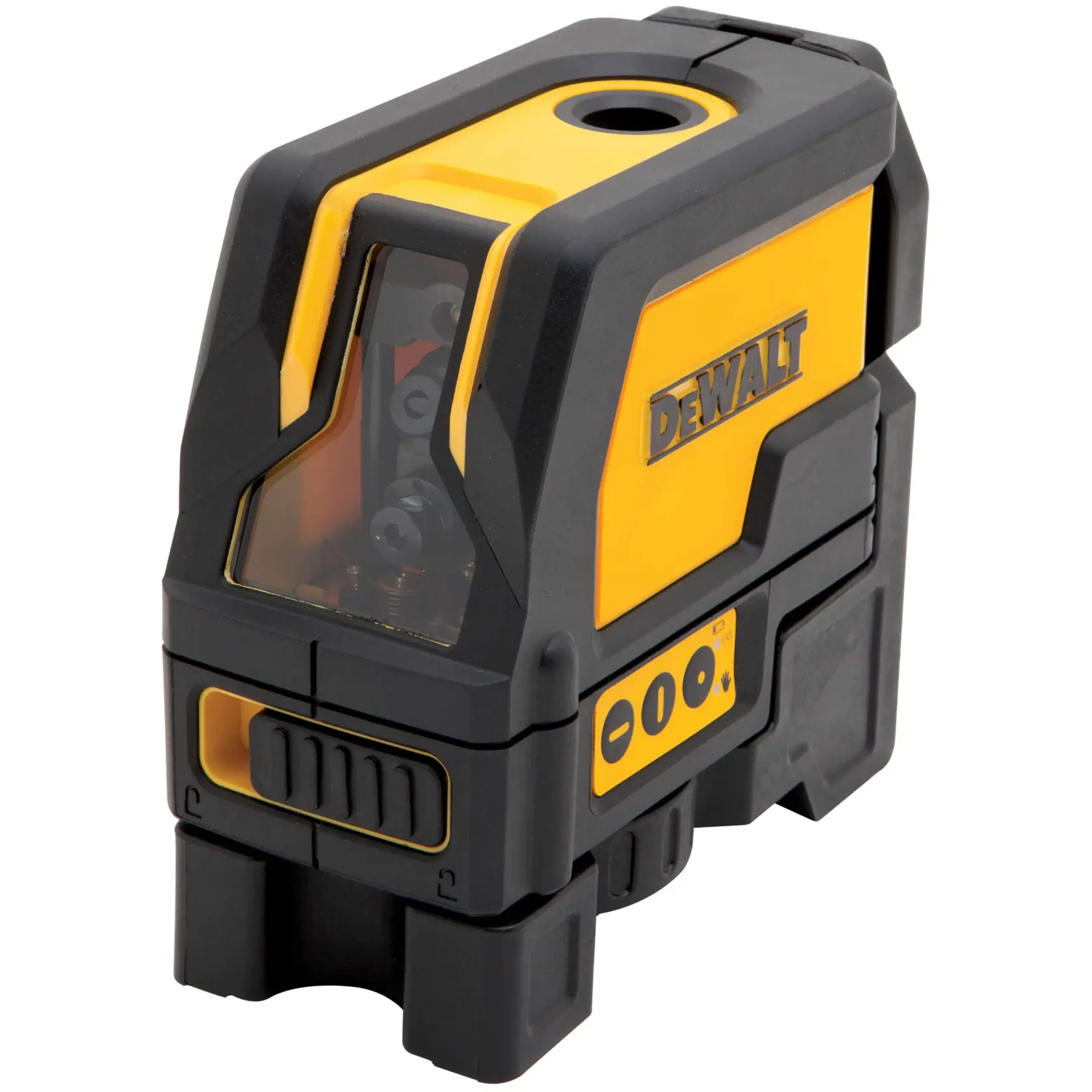 DEWALT DW0822 yellow and black compact laser level tool for precise measurements in construction or photography.