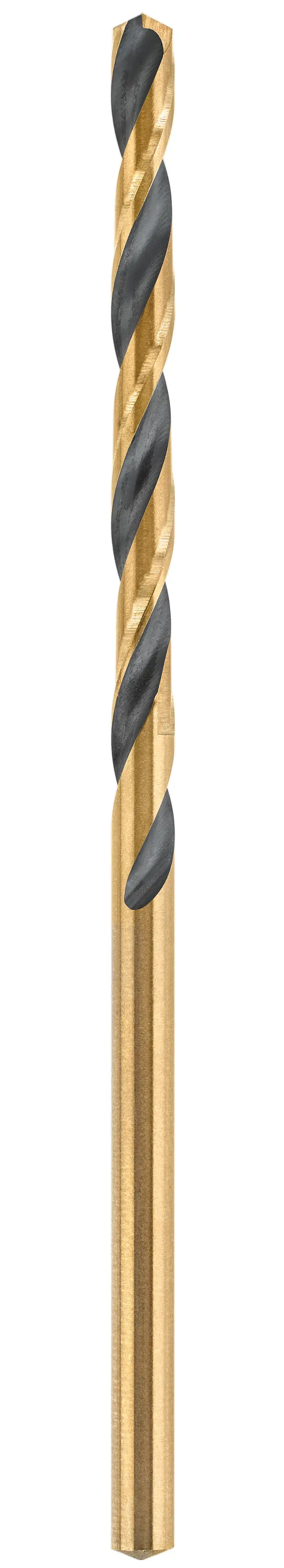 Black and gold metal drill bits.