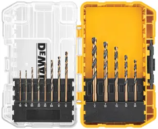 Black and Gold Drill Bit Set with box open.