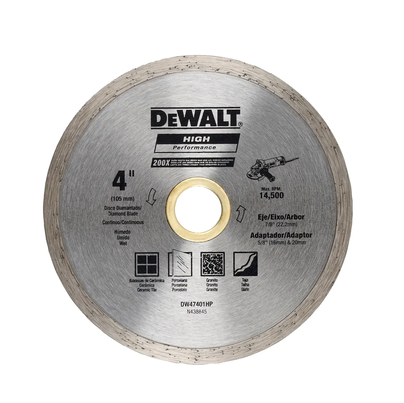 DEWALT® 105 x 0.080 x 5 Borde Continuo 22-16mm Adaptador 20mm