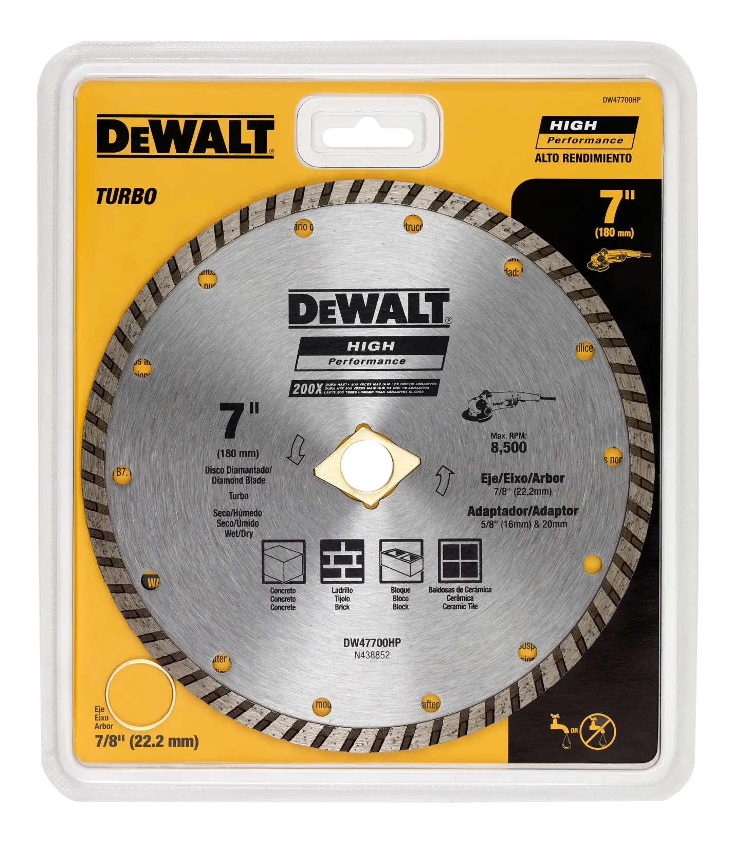 DEWALT® Disco Diamantado de 7" (180mm) Turbo