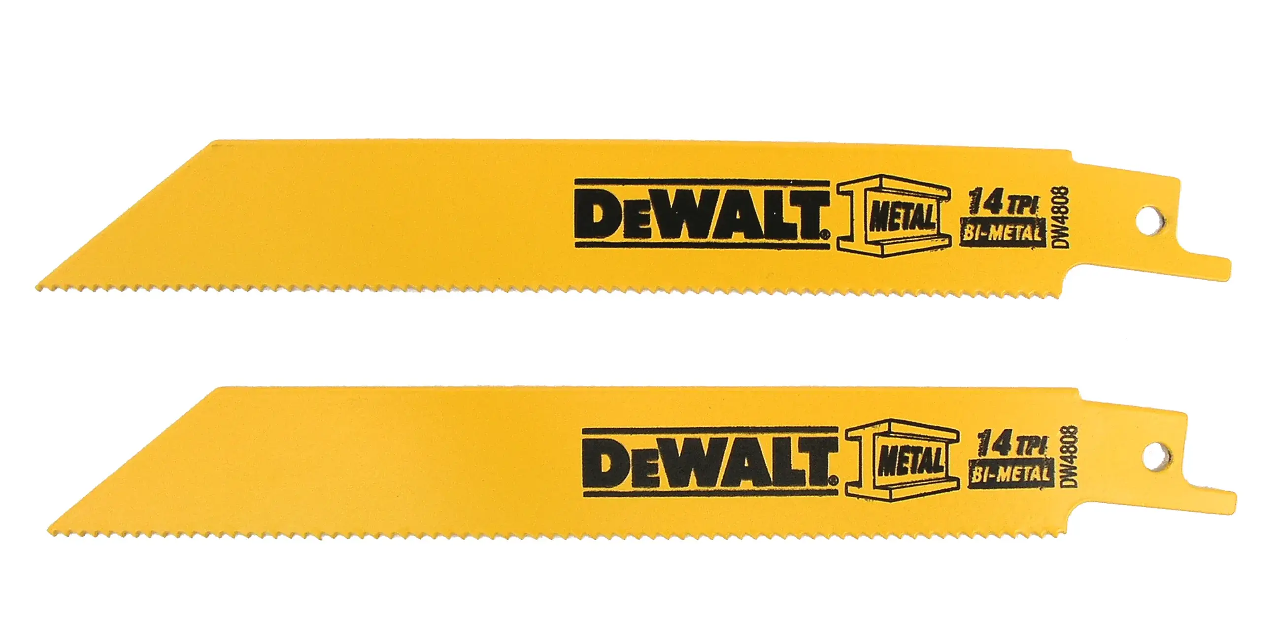 DEWALT® Hojas de Sierra Recíproca, Dorso Recto, 6 Pulgadas, 14 Tpi (Paquete de 2)