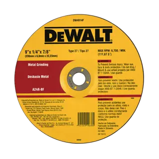 DEWALT® Disco de Desbaste para Metal de 9" (230mm) Tipo 27