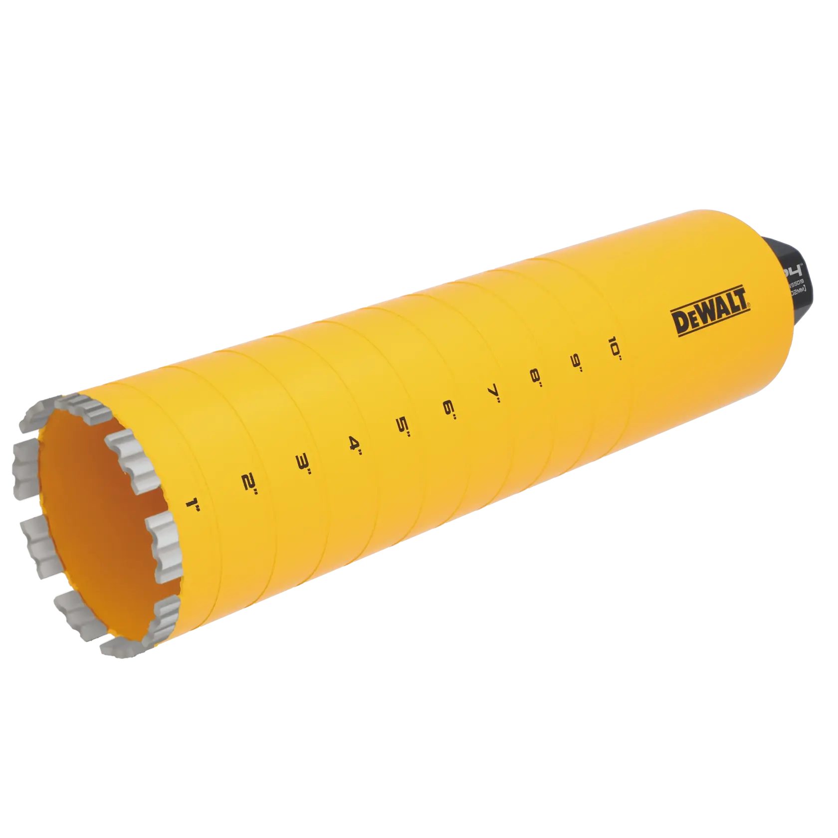 4" DEWALT Diamond Core Bit on white at a 45 degree view from the left