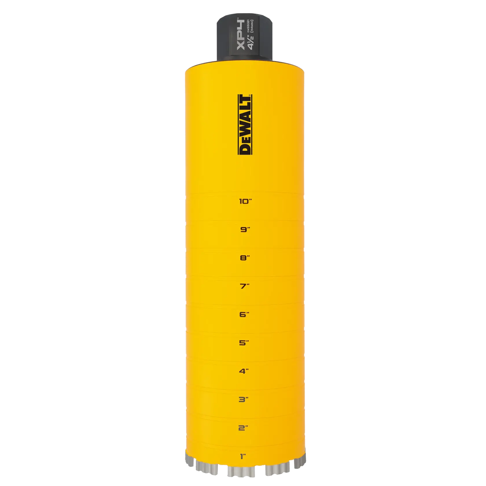 4 1/2" DEWALT Diamond Core Bit on white at a profile view