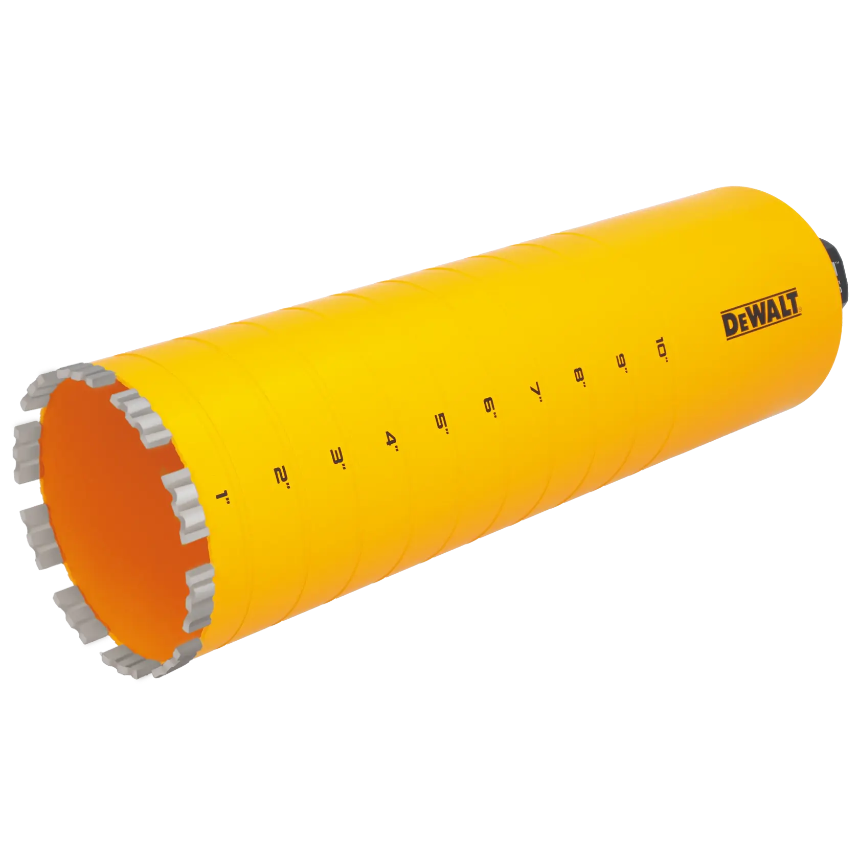 4 1/2" DEWALT Diamond Core Bit on white at a 45 degree view from the left