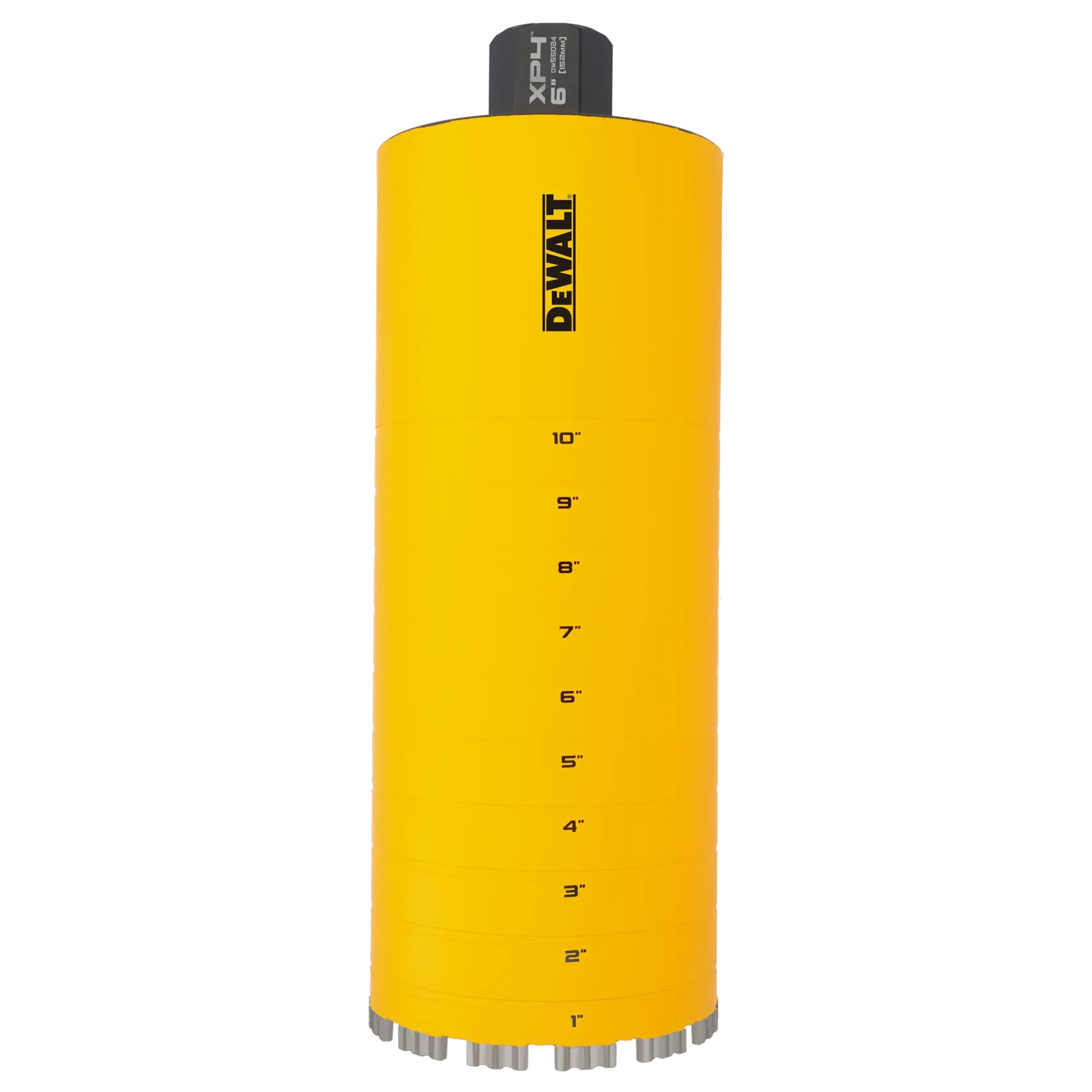 6" DEWALT Diamond Core Bit on white at a profile view