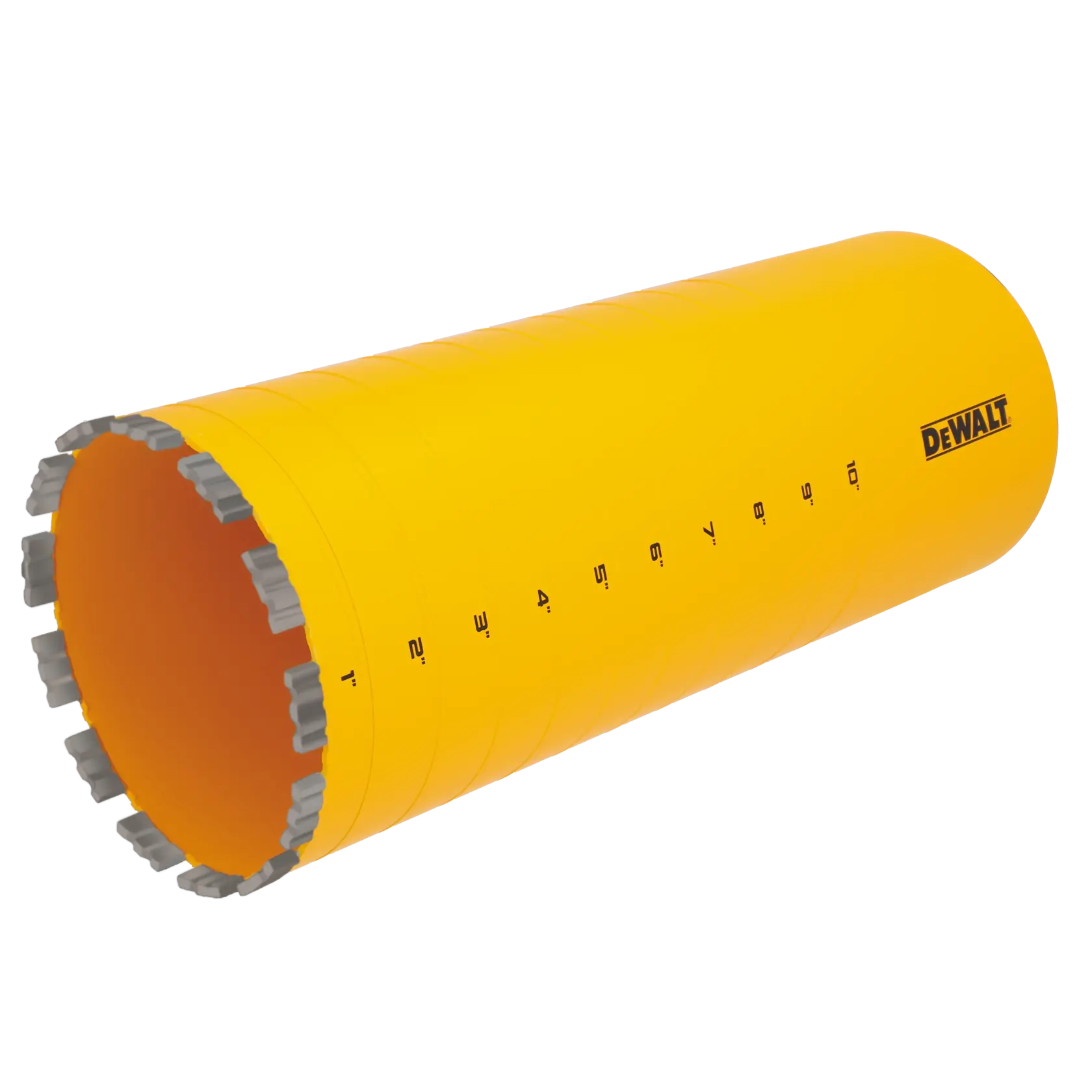 6" DEWALT Diamond Core Bit on white at a 45 degree view from the left