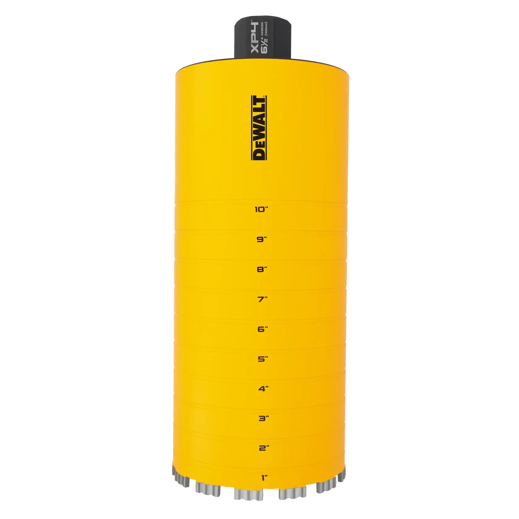 6 1/2" DEWALT Diamond Core Bit on white at a profile view