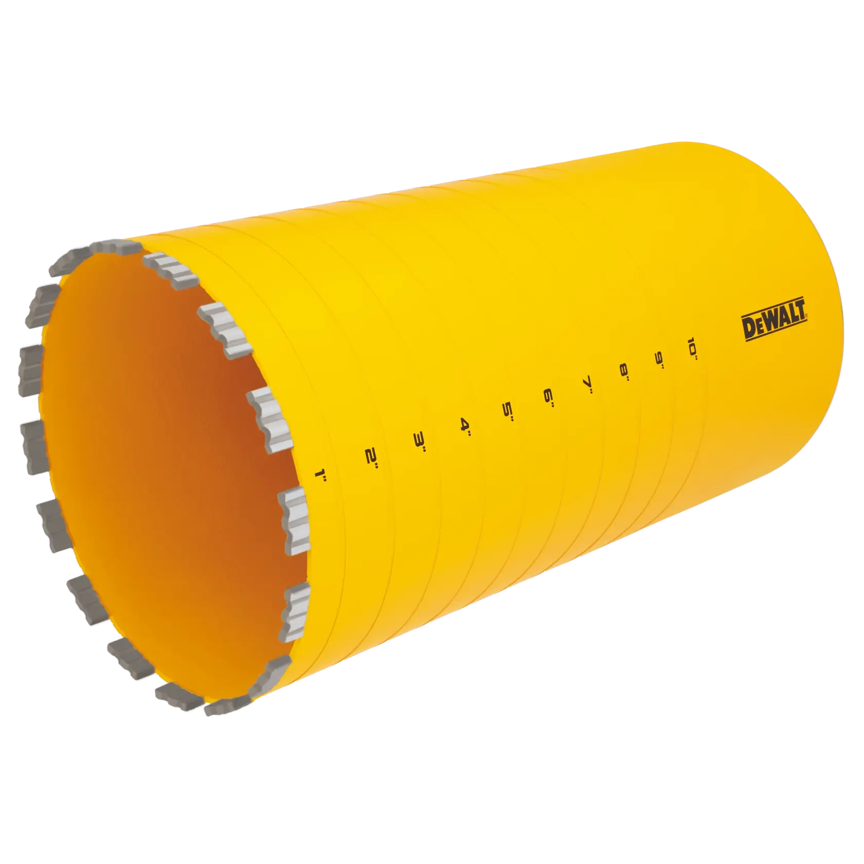 8" DEWALT Diamond Core Bit on white at a 45 degree view from the left