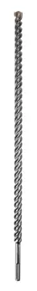 A long, spiral-shaped metal drill bit with a chisel tip, designed for heavy-duty drilling applications.