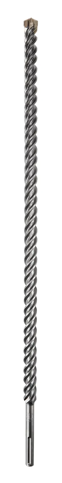A single long, spiral-shaped masonry drill bit with a pointed tip and cylindrical shank, shown against a white background.