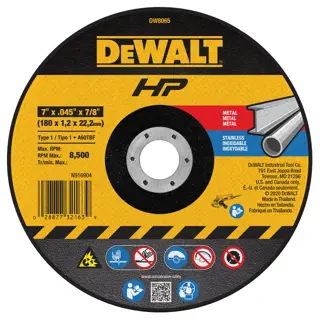 DEWALT® Disco Delgado de Corte 7 x 0.045 x 7/8 Pulgadas T1