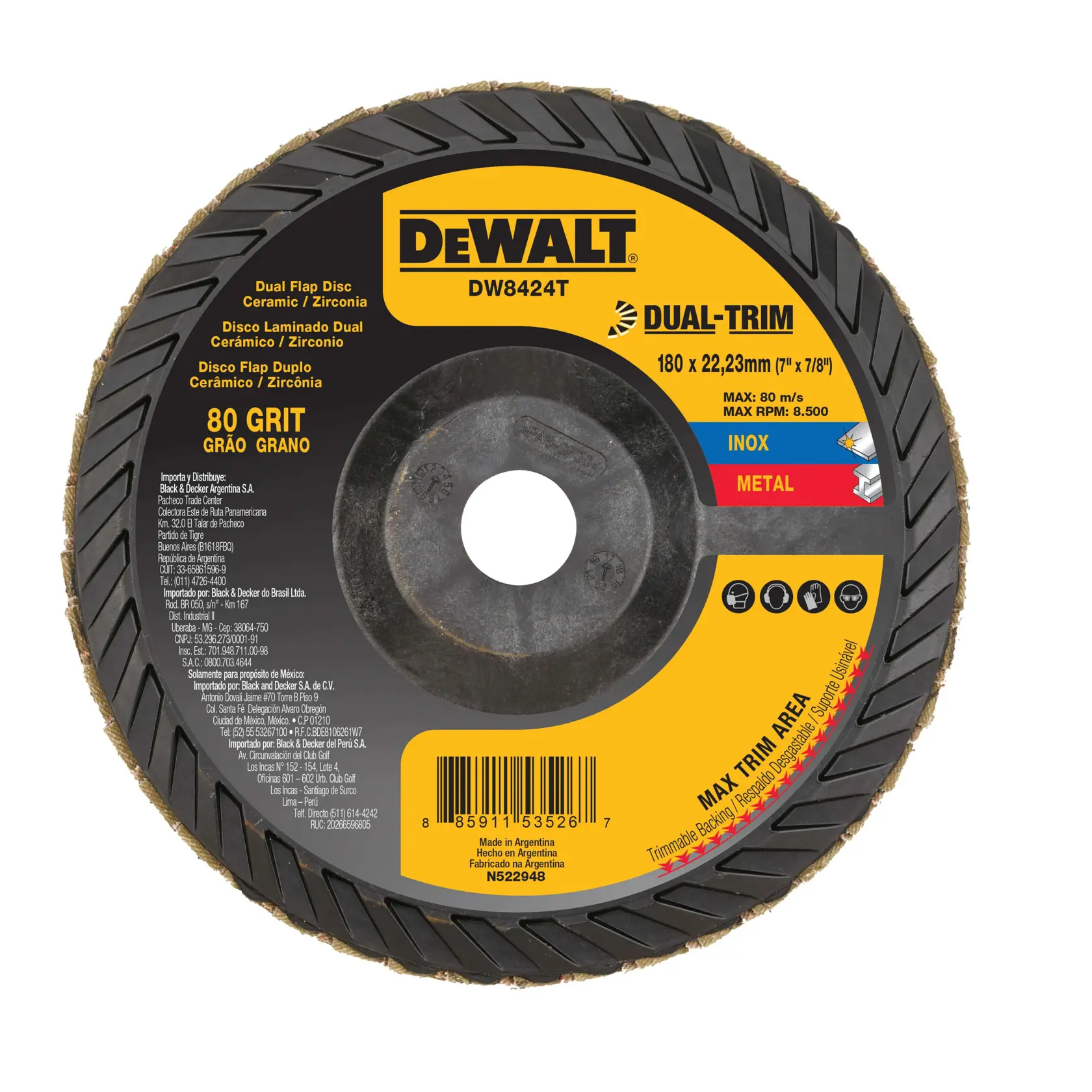 DEWALT® Disco de Láminas Dual-Trim 7" X 7/8" Grano 80
