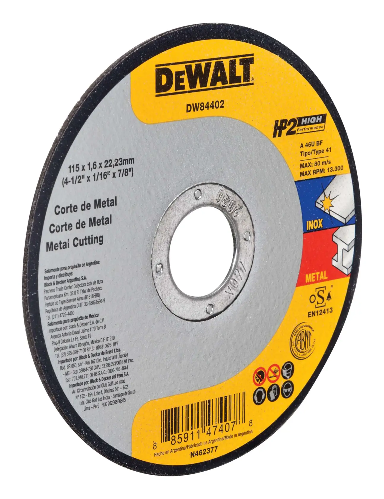 DEWALT® Rueda de Corte HP2 de 4-1/2 pulgadas (114mm)