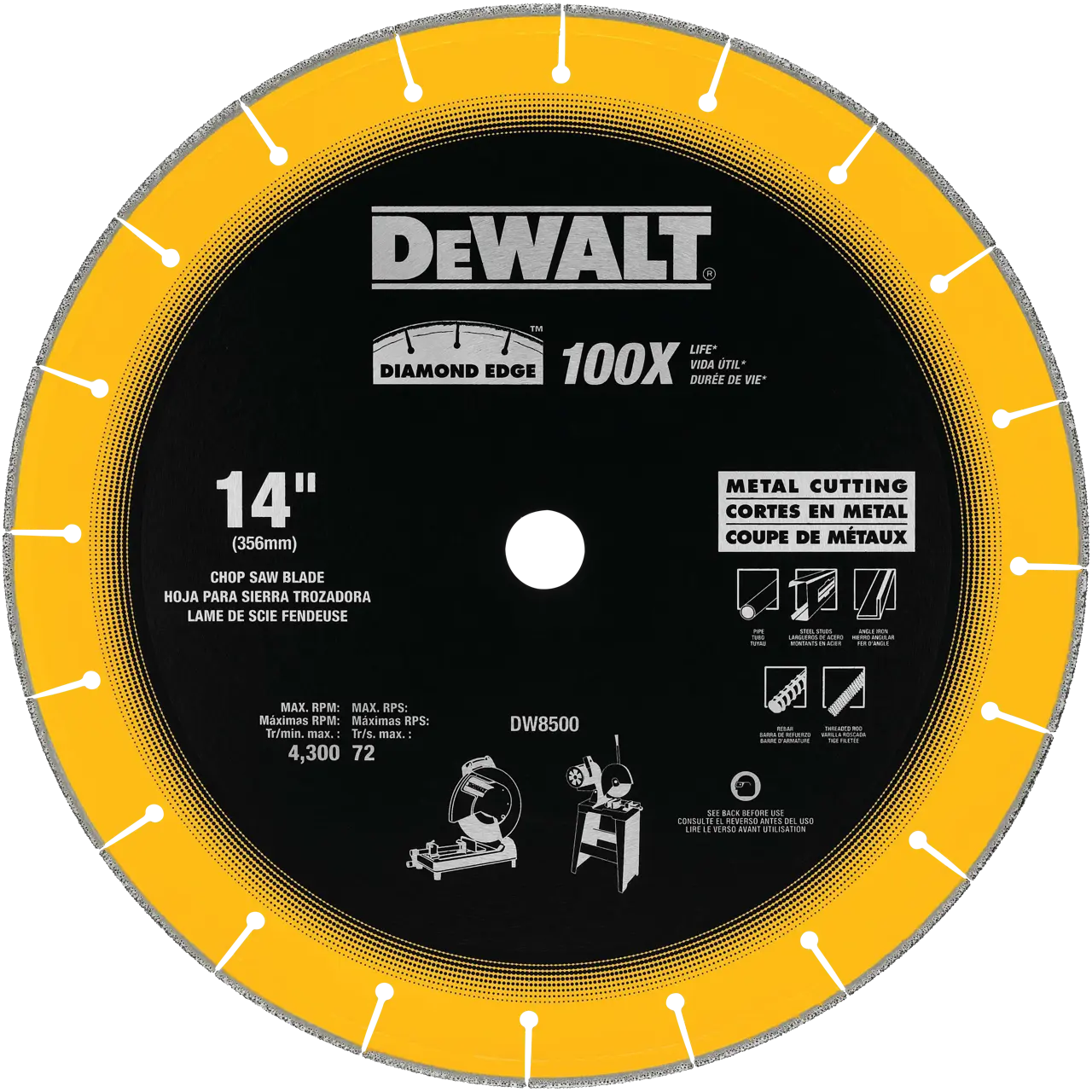 DEWALT® Disco para Tronzadora de 14" (355mm) con Borde de Diamante para Corte en Metal