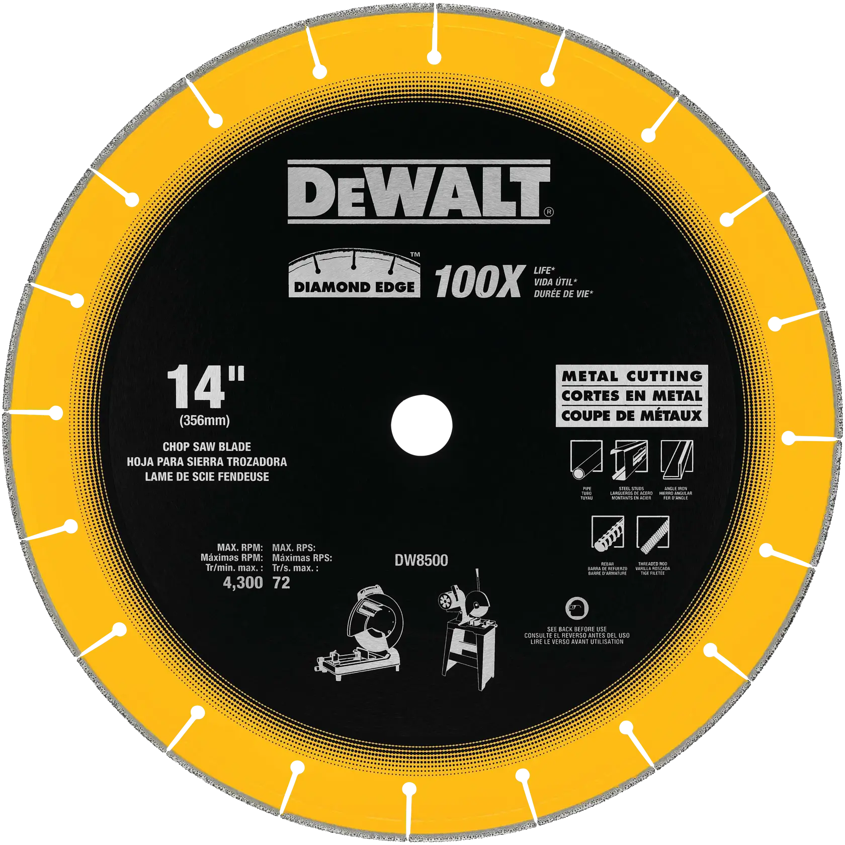 DEWALT® Hoja para Sierra Tronzadora de 14 Pulgadas por 1 Pulgada con Borde de Diamante