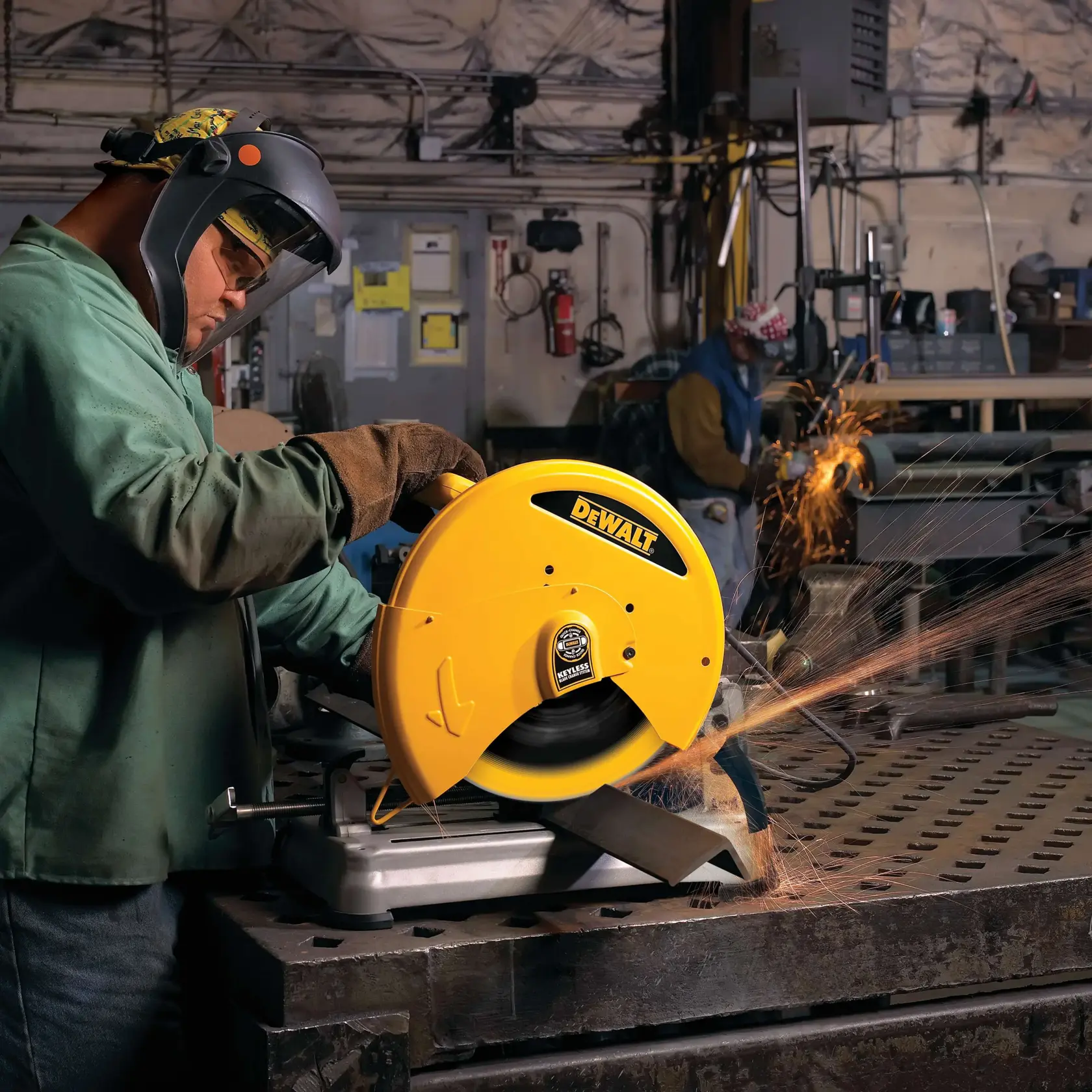 Diamond Edge Chop Saw Wheel being used by person on metal.