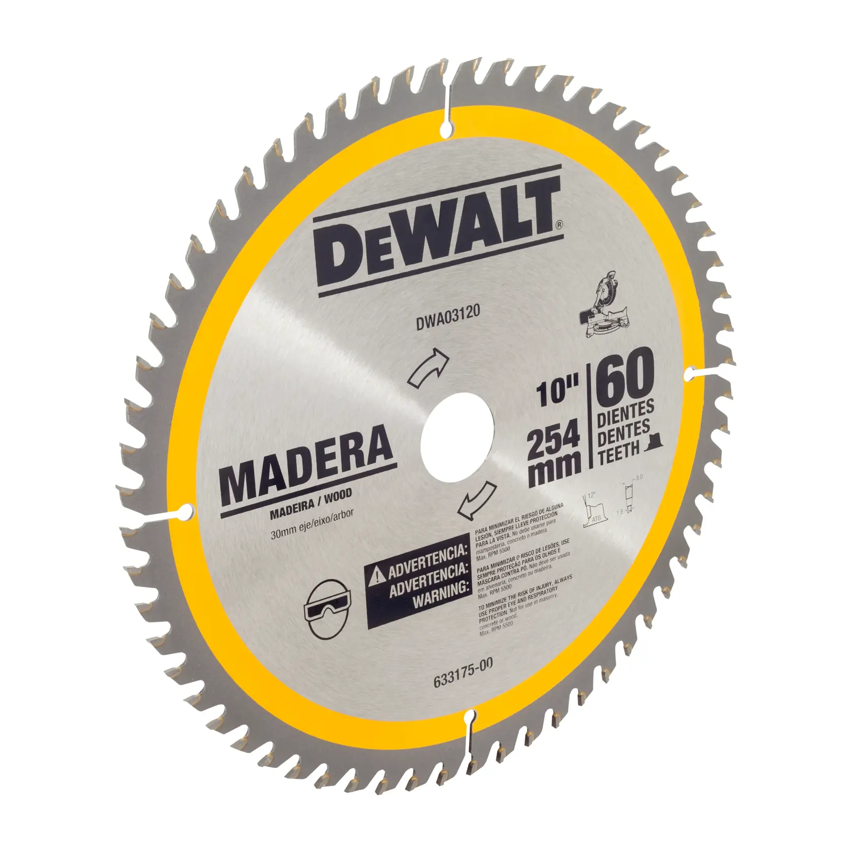 Side horizontal view of DeWalt Disc on white background