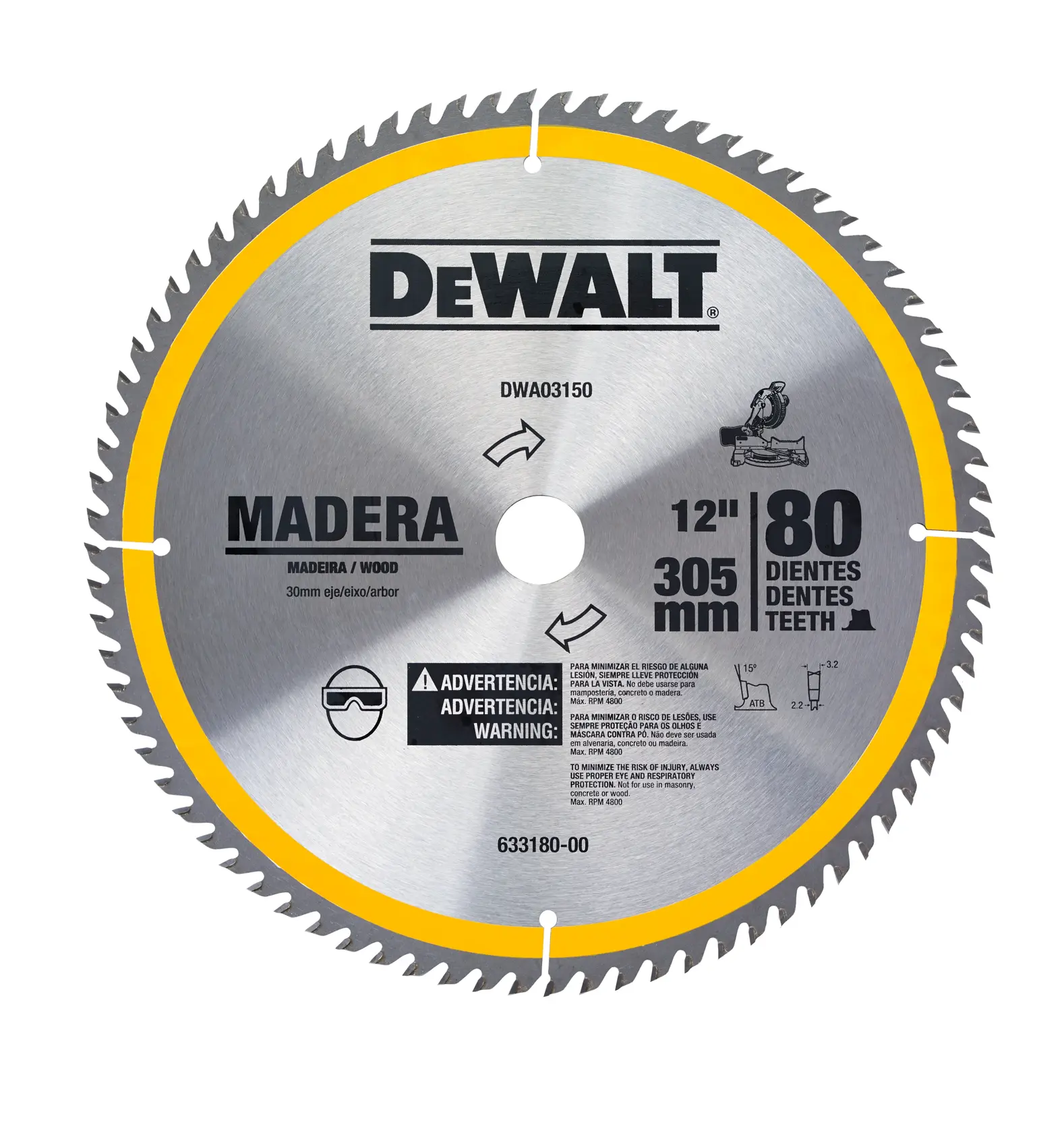 DEWALT® Hoja de Sierra 12 Pulg 80D Madera