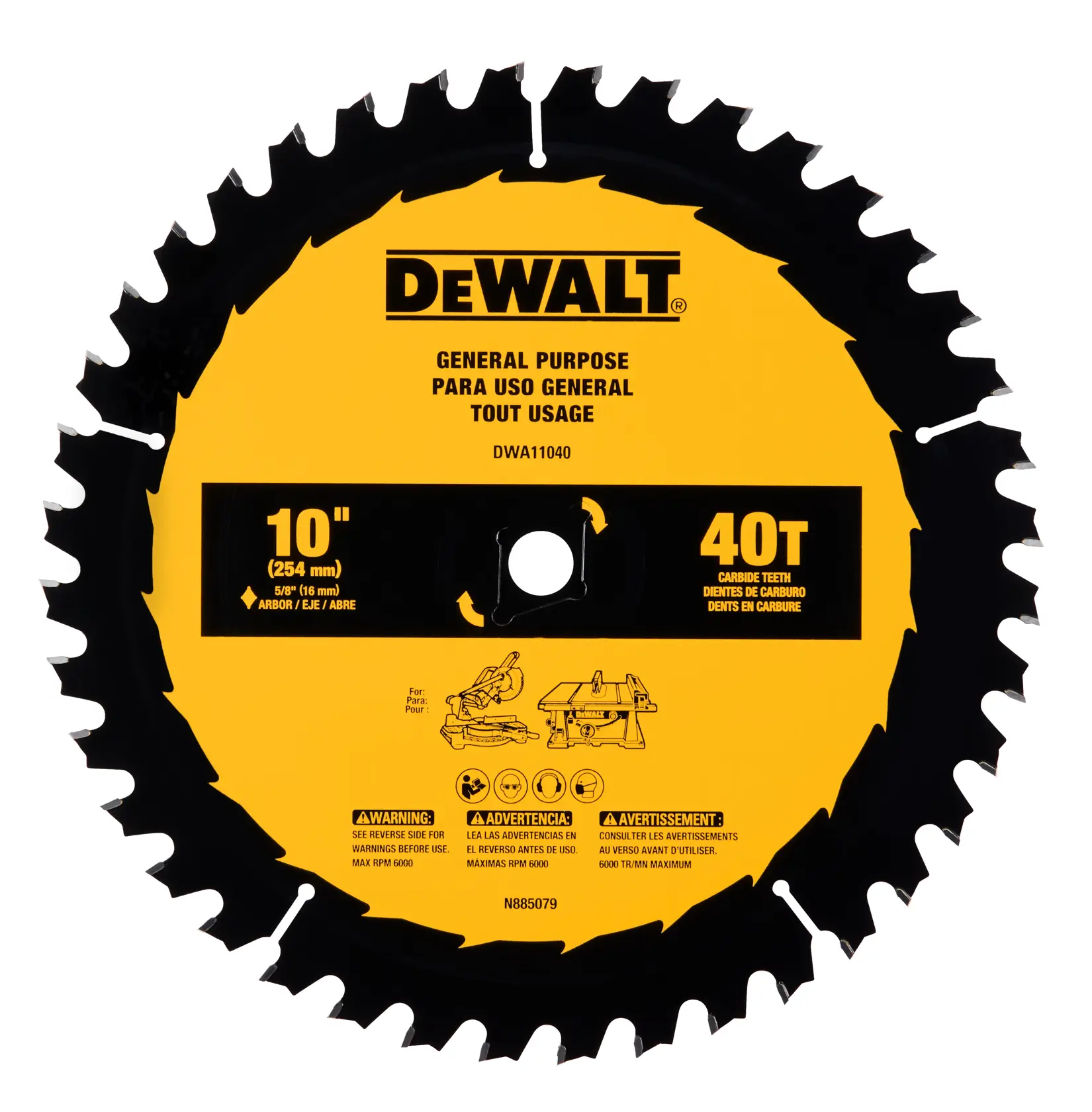 Profile of 40 tooth carbide tipped circular saw blade.