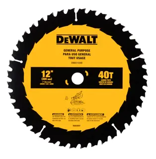 Profile of 12 inch 40 tooth saw blade.