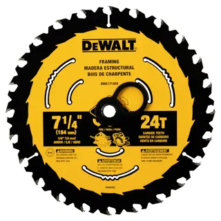 DEWALT® Hoja de Sierra Circular de Carburo de 7-1/4 Pulgadas 24 Dientes con Eje de 5/8 Pulgadas
