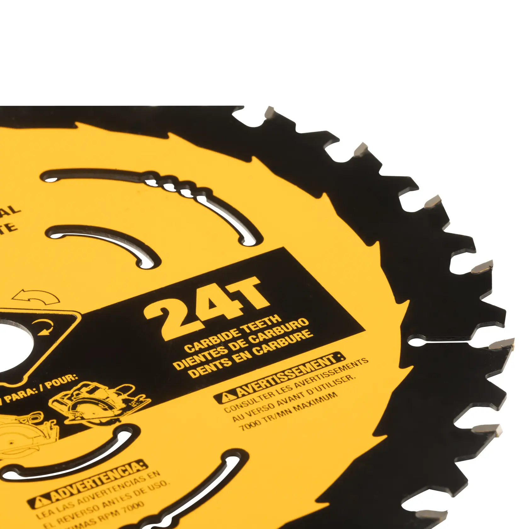 DEWALT® Hoja de Sierra Circular de Carburo de 7-1/4 Pulgadas 24 Dientes con Eje de 5/8 Pulgadas