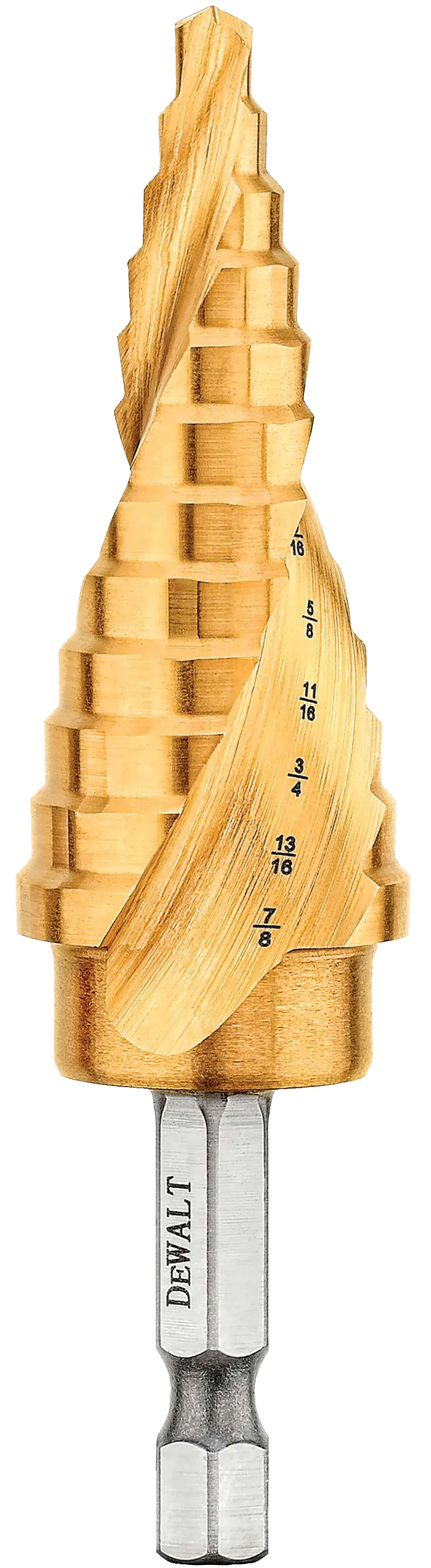 DEWALT® IMPACT READY® 3/16" - 7/8" Broca Escalonada con Recubrimiento de Nitruro de Titanio