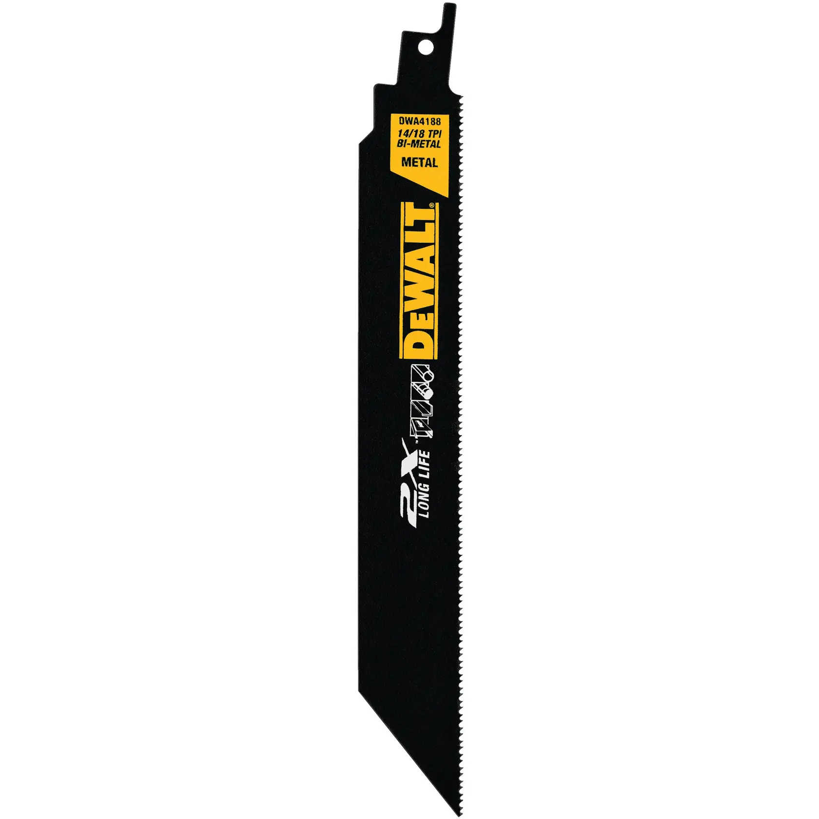 DEWALT® Hoja para Sierra Recíproca de Acero de Alta Velocidad Max Metal de 8 Pulgadas 14/18 TPI con Tira Más Alta (Paquete de 5)