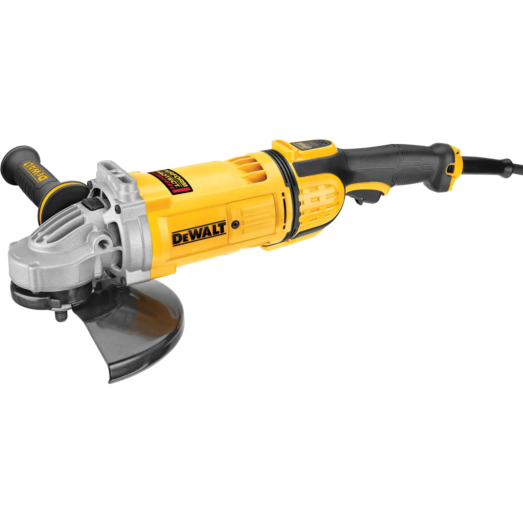 DEWALT® Esmeriladora Angular de 9" (230mm) con Cable de 3650W de Interruptor de Gatillo, ECLUTCH™ y Control Activo de Vibración, sin Traba de Bloqueo