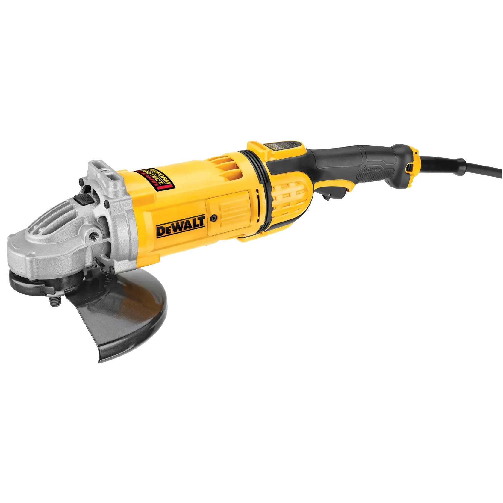 DEWALT® Esmeriladora Angular de 9" (230mm) con Cable de 3650W de Interruptor de Gatillo, ECLUTCH™ y Control Activo de Vibración, sin Traba de Bloqueo