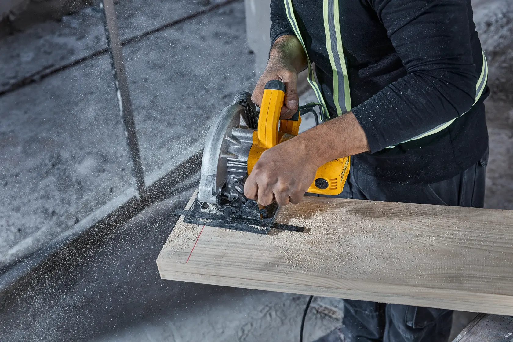 Corded Circular Saw Cutting Wood