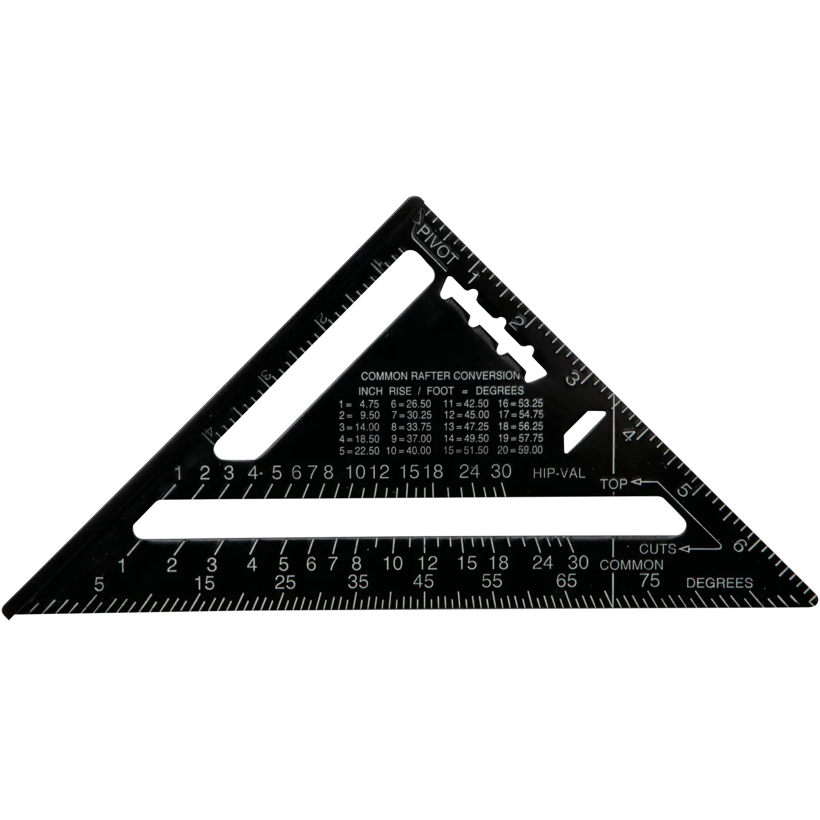Backside of 7 inch Premium Rafter Square.