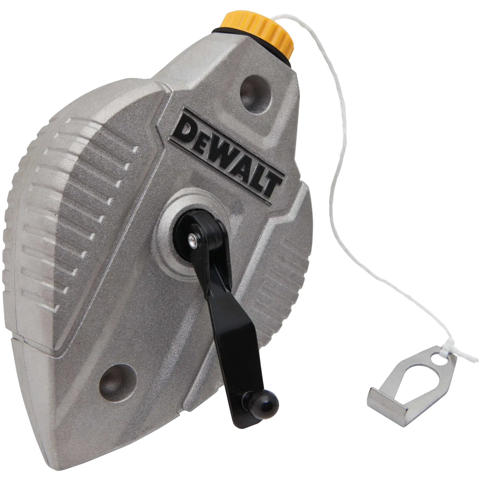 Profile of Cast Aluminum Chalk Reel unlatched and unhooked.