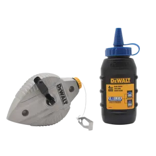 Profile of Cast Aluminum Chalk Reel with Blue Chalk unlatched and unhooked.