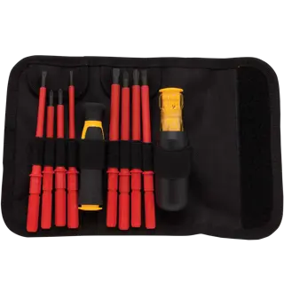Insulated Vinyl Grip Screwdriver Set in tool pouch.