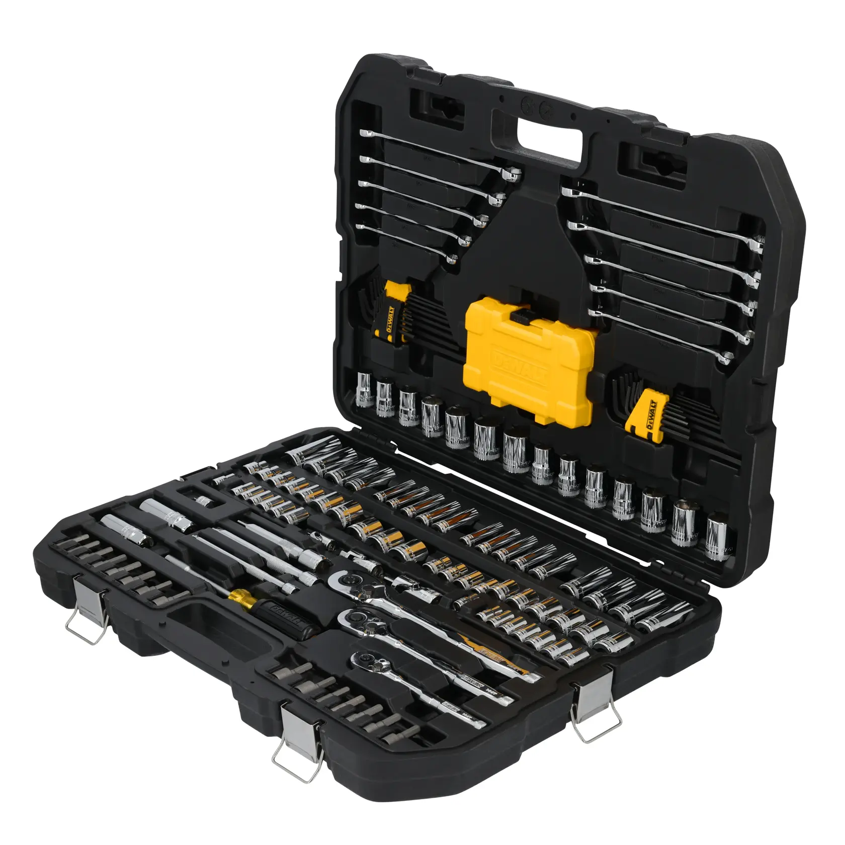 DEWALT® TOUGHSERIES™ DWMT45411 Mechanics Set in black case on white at a 3/4 view from the right 