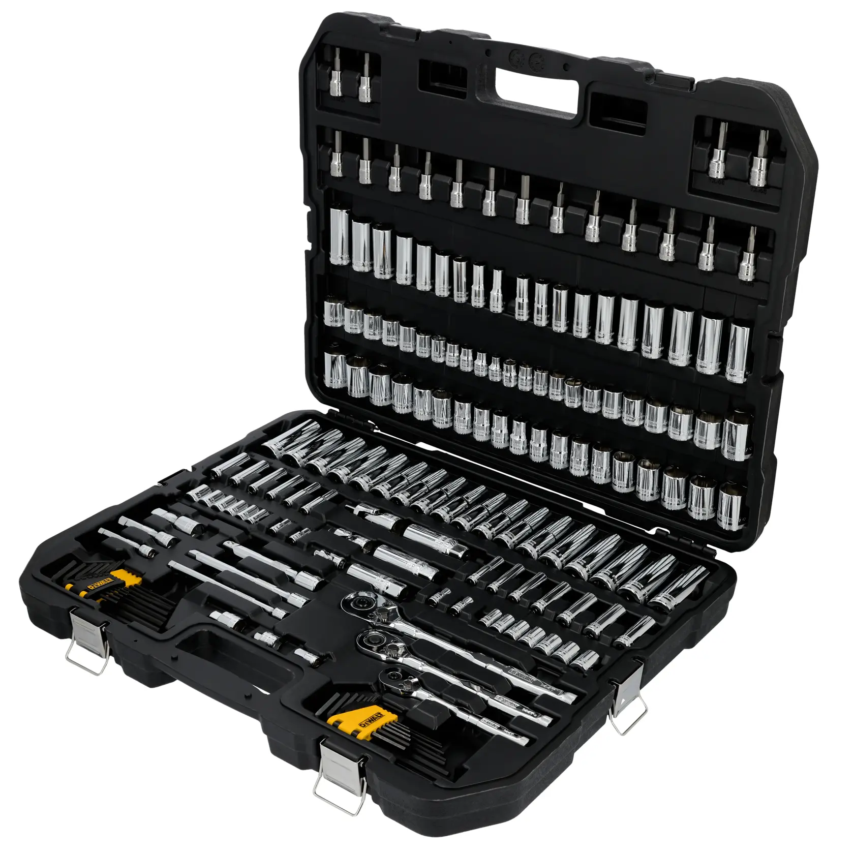 DEWALT® TOUGHSERIES™ DWMT45416 Mechanics Set in black case on white at a 3/4 view from the right 
