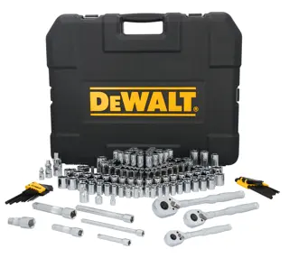 DEWALT® TOUGHSERIES™ DWMT45416 Mechanics Set contents laid out on white at a profile view