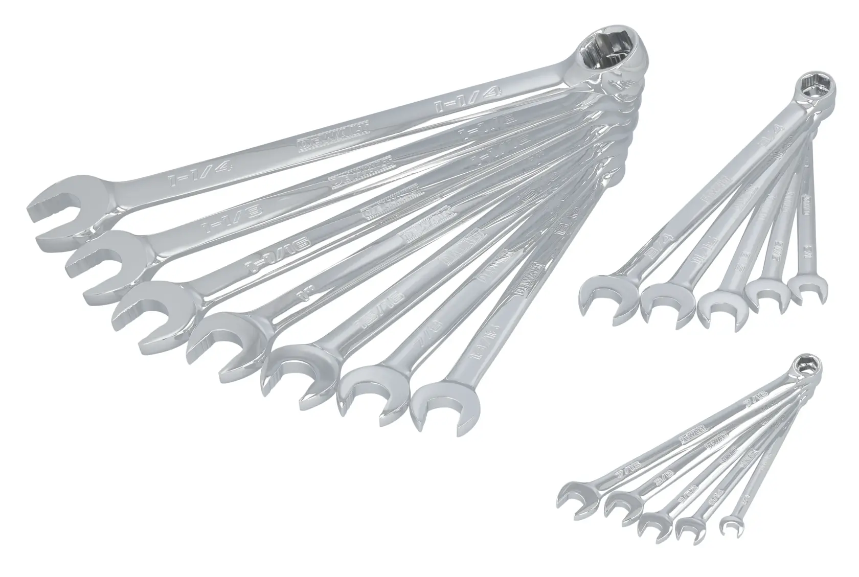 DEWALT® TOUGHSERIES™ DWMT45428 Mechanics Set laid out on white at a profile view