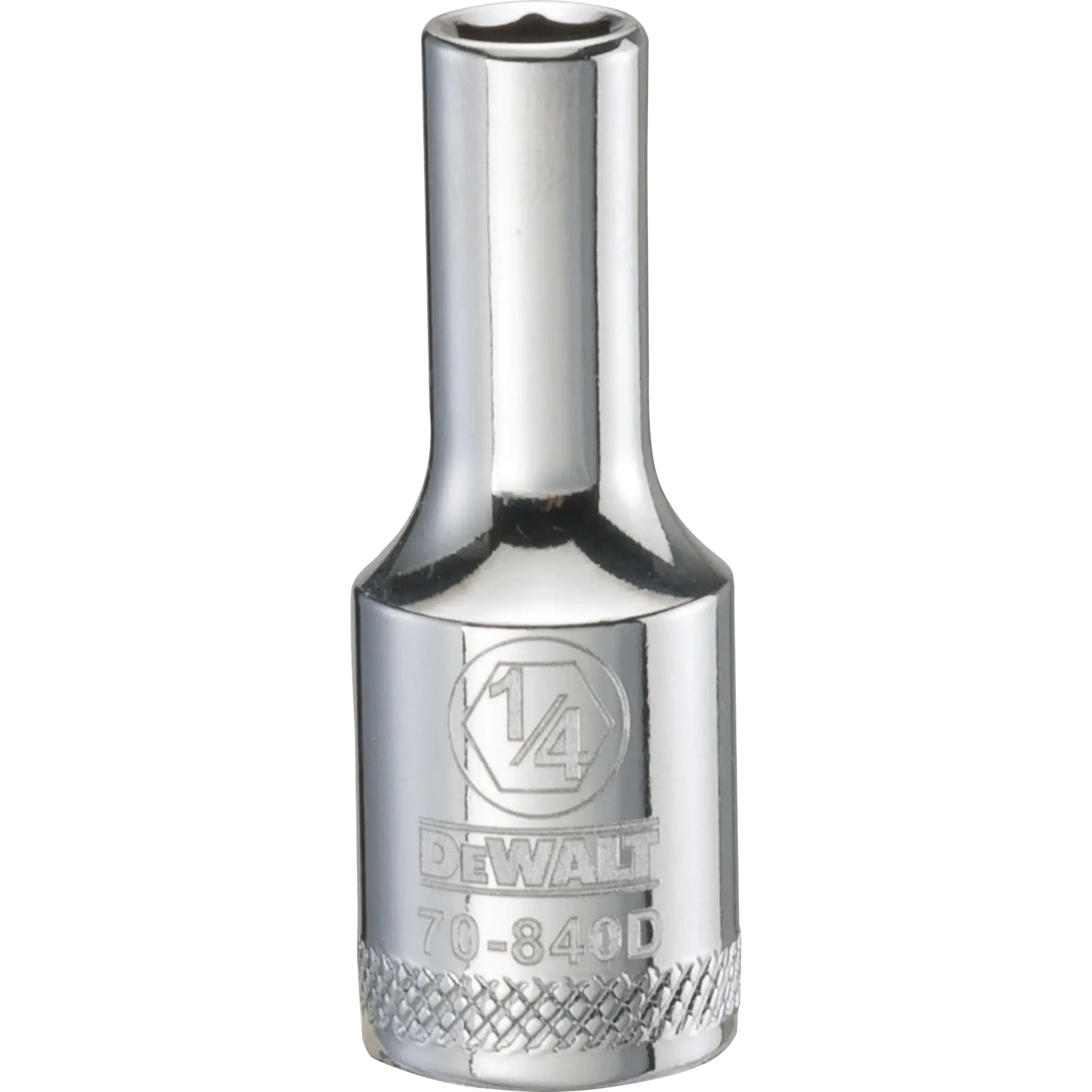 Quarter inch by 6 point 3 eighths inch drive socket.